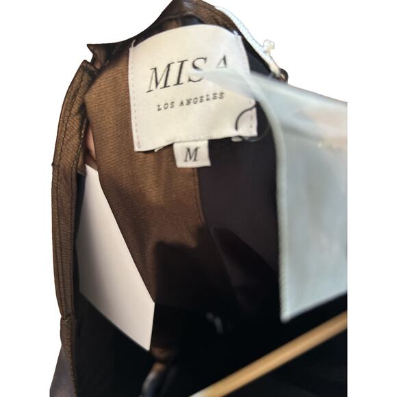 Misa Los Angeles Sophia Jumpsuit Metallic Bronze Pleated Wide Leg V-Neck Holiday - Picture 6 of 6